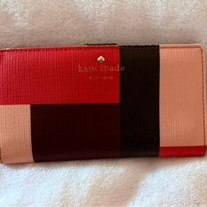 Kate Spade Red and Black Colorblock Wallet